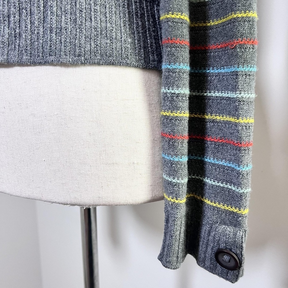 Anthropologie Sweater Womens Gray Striped Wool Cashmere Scoop Neck Pullover - Picture 8 of 9